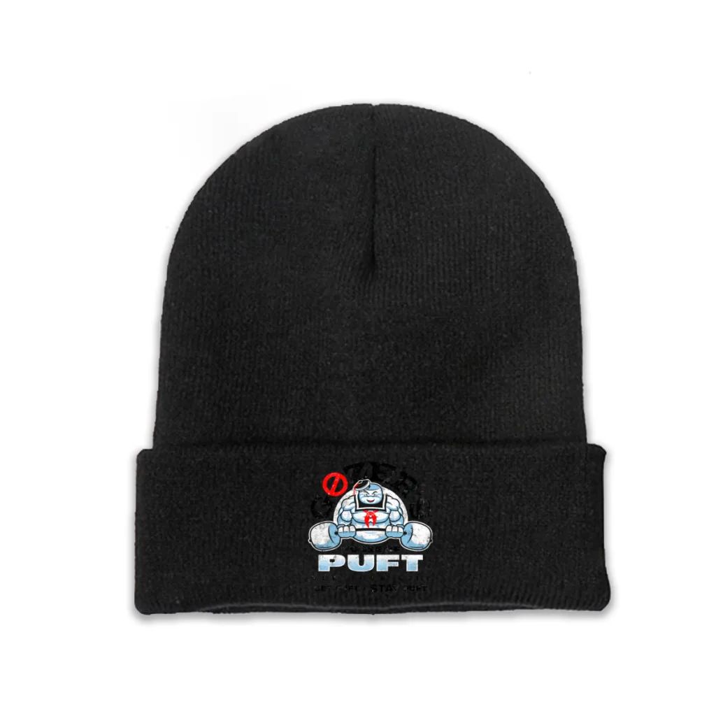 

Ghostbusters Pete Movie Skullies Beanies Caps House of Puft Black Knitted Winter Warm Bonnet Hats Unisex Ski Cap