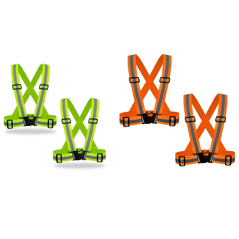 

2PCS 4 X 1.5Cm High Visibility Adjustable Bright Neon Safety Vests High Visibility Reflective Seat Belt Gears ,Fluorescent Green