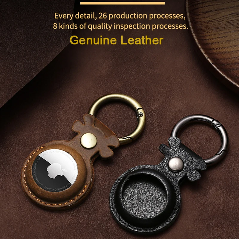 

RFID Apple Airtags Tracker Genuine leather Case Anti-loss Device Locator Real Cow Keychain Case Wallet Air Tag Protective Cover