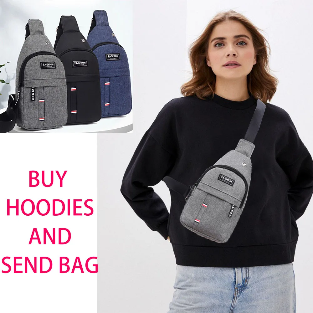 

Send Free Bag Women Hoodies Solid Color Basic Hoodie + Bag Sweatshirt Casual Long Sleeve O Neck Female Tops Pullovers Clothing