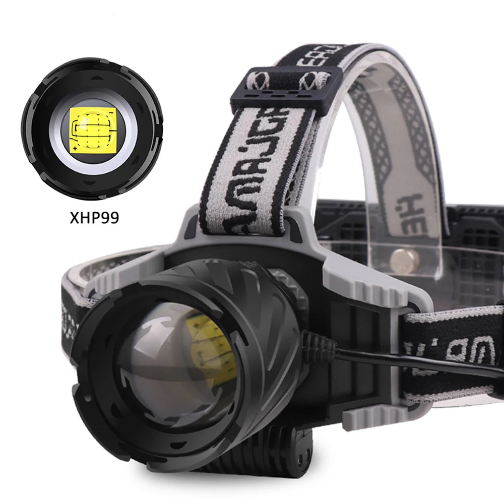 

ZK30 LED Headlamp High Power XHP99 Super Bright Fishing Headlight Telescopic Zoom IP64 Waterproof with Charge Display