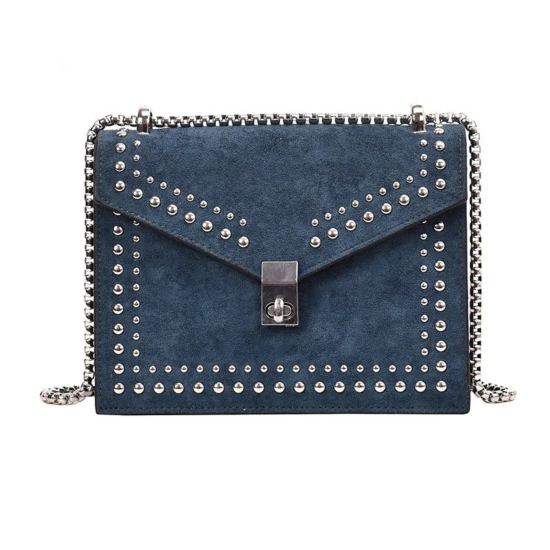 

Scrub Leather Luxury Brand Designer Shoulder Simple Bags for Women 2022 Chain Rivet Crossbody Bag Female Fashion Small Handbags