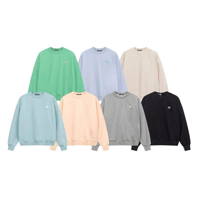 

Acne Studios 22 Men Women Autumn Winter Cotton Round Neck Sweatshirts Square Smiley Face Hoodies