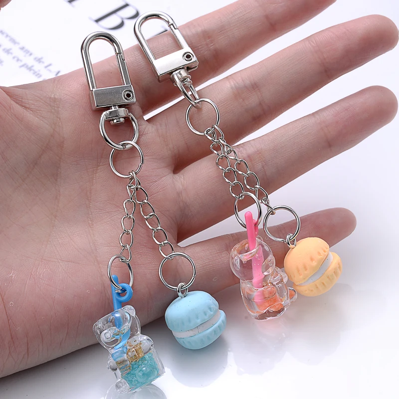 Смешанный модный брелок для ключей в виде стеклянной бутылки из смолы 4 цветов +