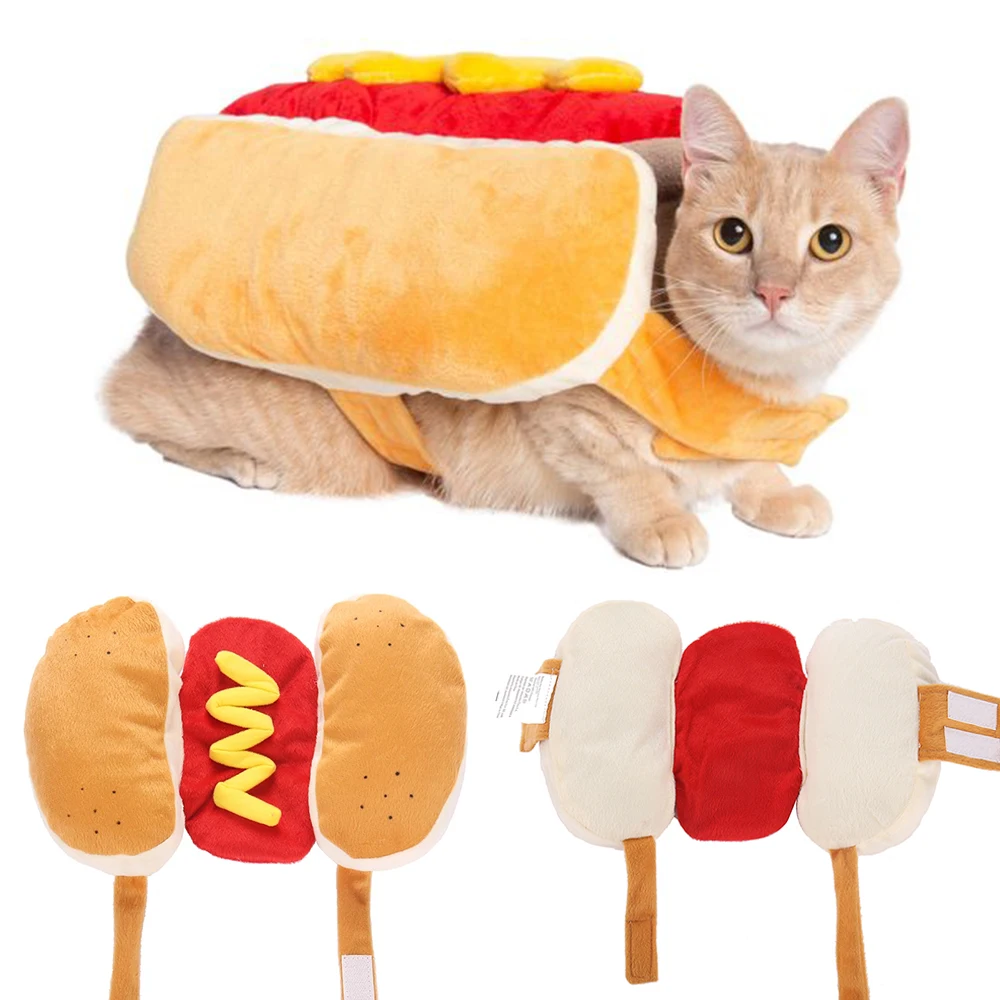 

Cat Halloween Costume Funny Hot Dog Dress Up Suits For Pet Sphynx Puppy Cosplay Party Gift Kitten Warm Dachshund Outfit Clothes