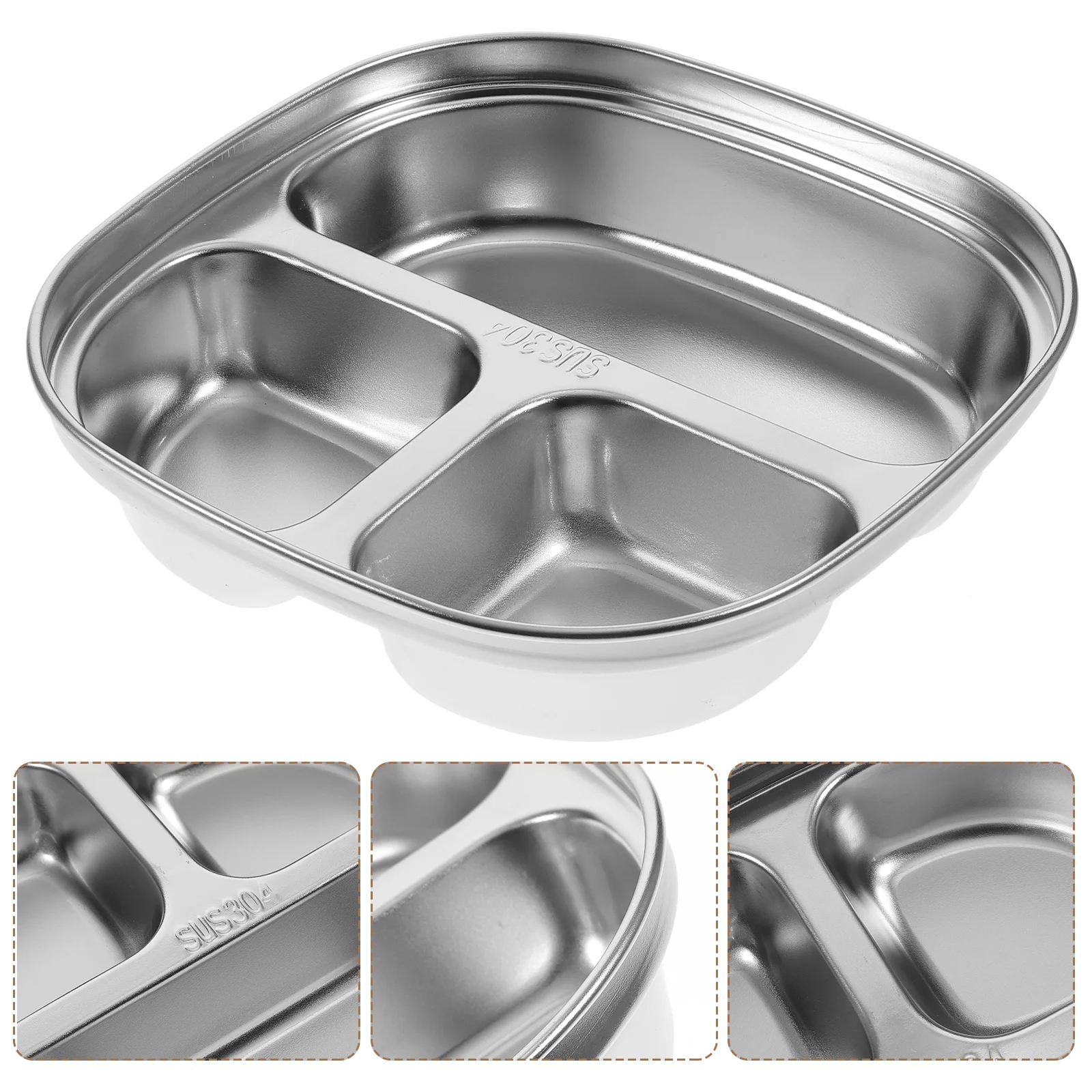 

Plate Plates Dinnerdivided Steel Lunch Portion Baby Stainless Kids Trays Section Compartment Tableware Kitchen Tray Serving