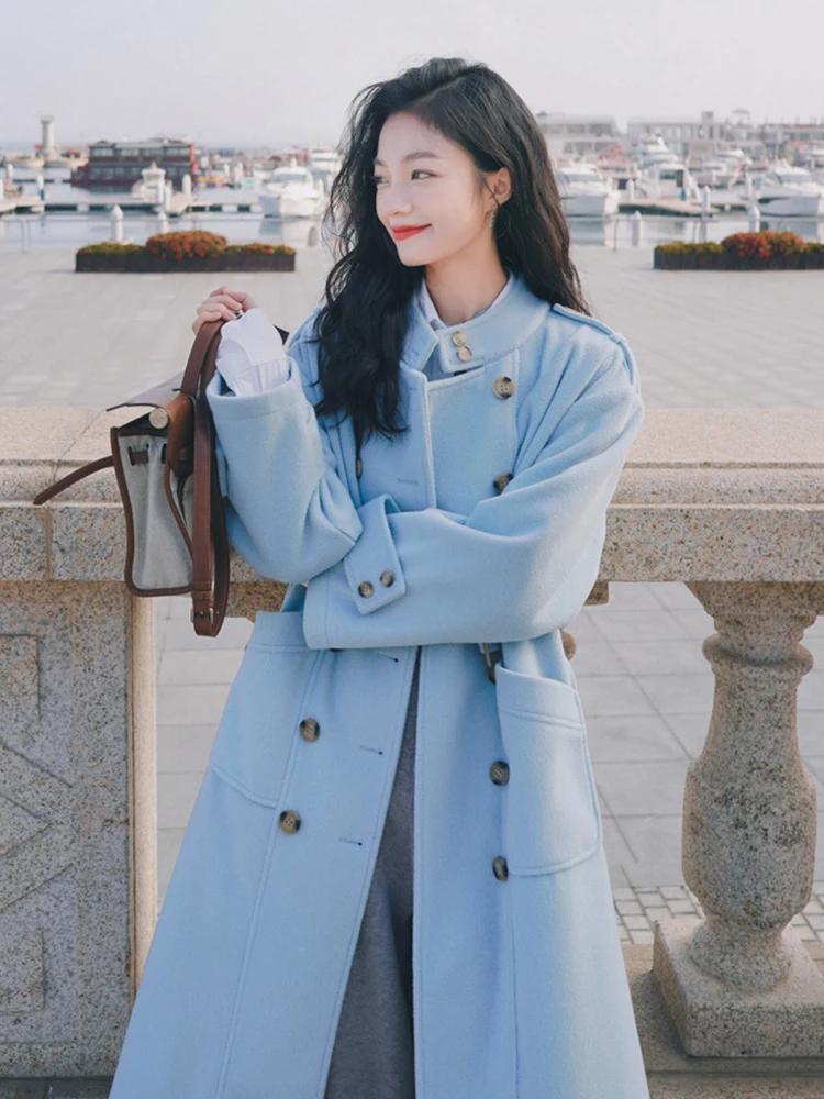 

FURSARCAR Lapel Solid Wool Overcoat Women Streetwear Harajuku Outertwear Spring Autumn New Simple Straight Design Coat Female
