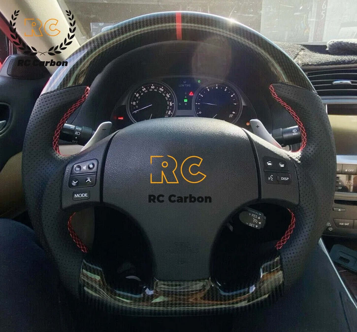 

Перфорированный кожаный руль Hydro Dip из углеродного волокна для Lexus IS 250 300 350 2006-2011 гг., красный