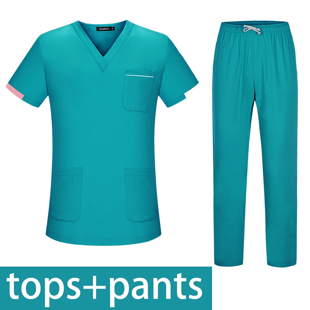 Мужской однотонный костюм с коротким рукавом для медсестер одежда униформа