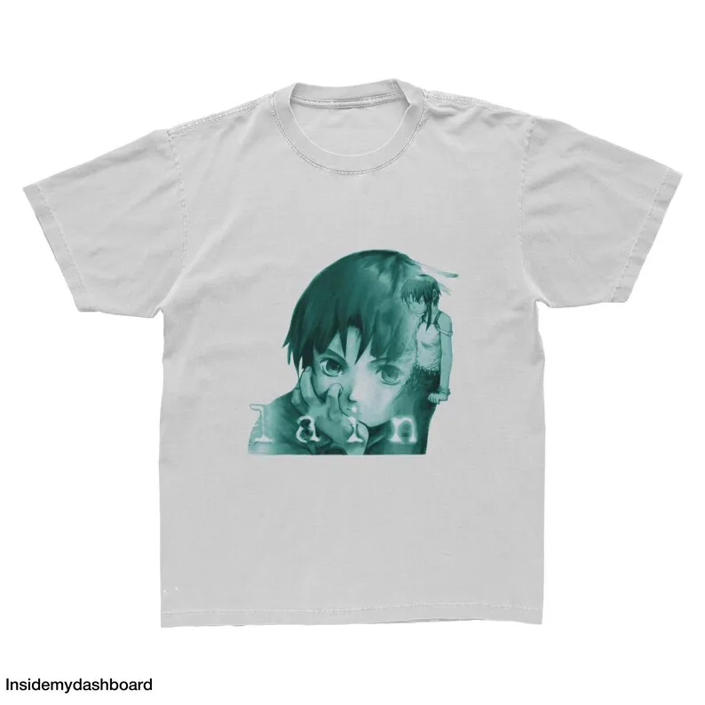 Серийные эксперименты Винтажная футболка с логотипом 90-х аниме Lain серийные