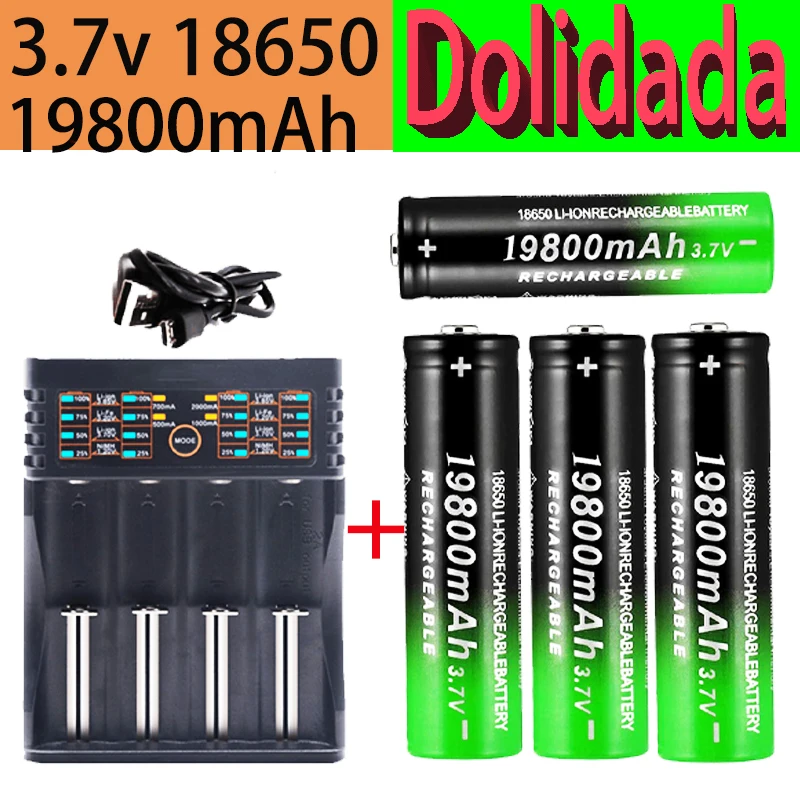 

4pcs~6pcs 100% Originele Merk Nieuwe 18650 Oplaadbare Batterij 3.7V 19800 Mah Voor Zaklamp + Usb Lader Lithium Battery