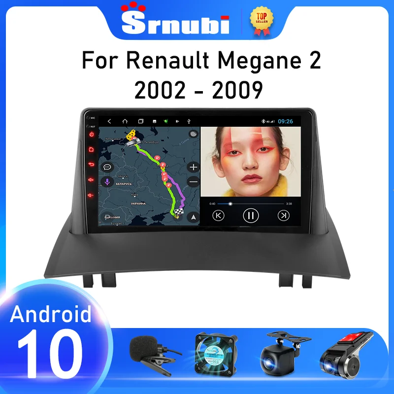 Srnubi Android 10 Carplay Auto Car Radio For Renault Megane 2 2002 - 2009  Multimedia Video Player 2 Din Navigation GPS WIFI DVD