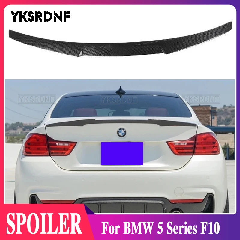 

Подходит для BMW 5 серии F10 спойлер 2010-2017 лет реальное глянцевое черное углеродное волокно заднее крыло M4 Стиль спортивные аксессуары комплек...