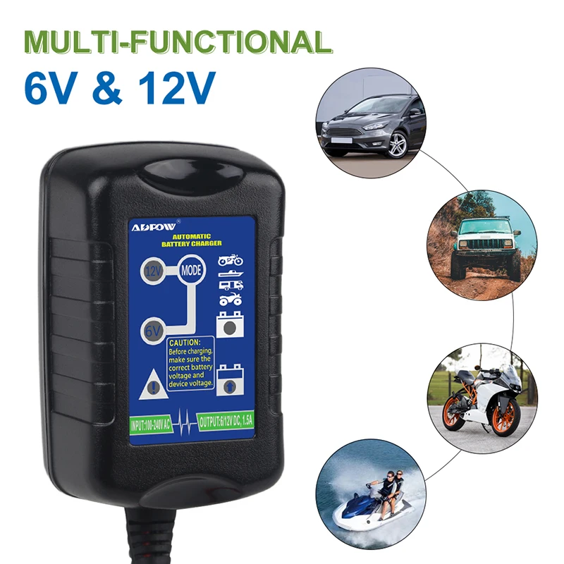 

Fully Automatic Smart Lead Acid Batteries Charger 12V 1.5A Maintainer for Car Truck Boat Motorcycle Battery Car Accessories