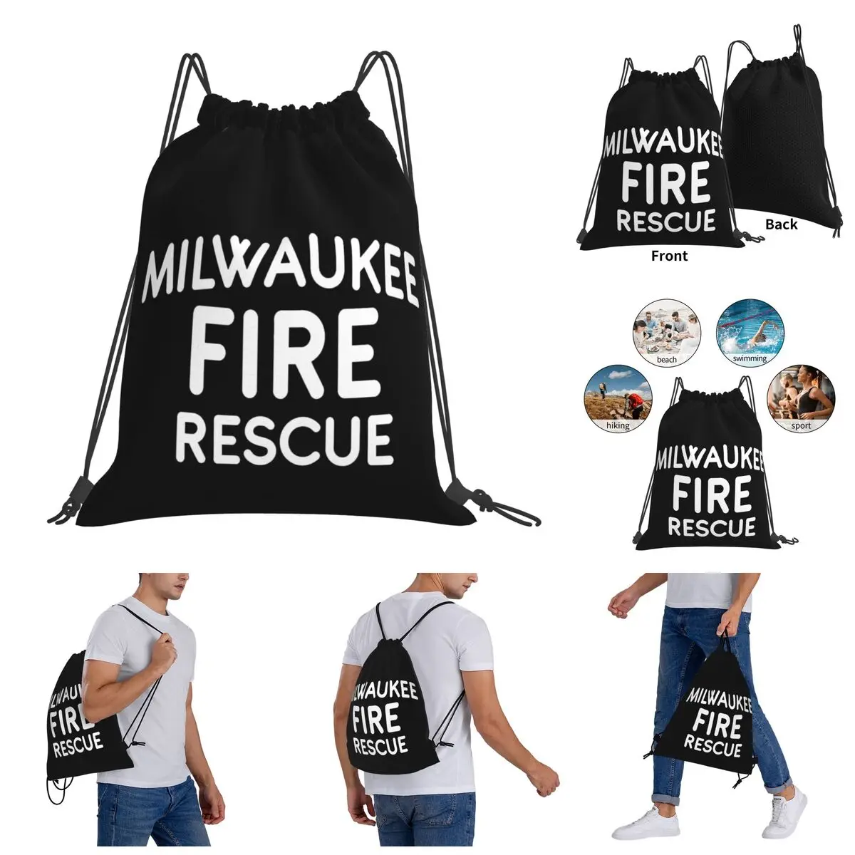 

Milwaukees Tools Fire Rescue Essential Drawstring Bags Gym Bag Creative Backpack Humor Blanket roll