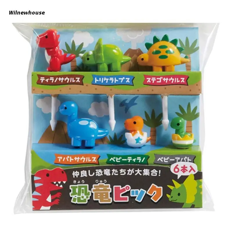 

6 шт., декоративные зубочистки в форме динозавра