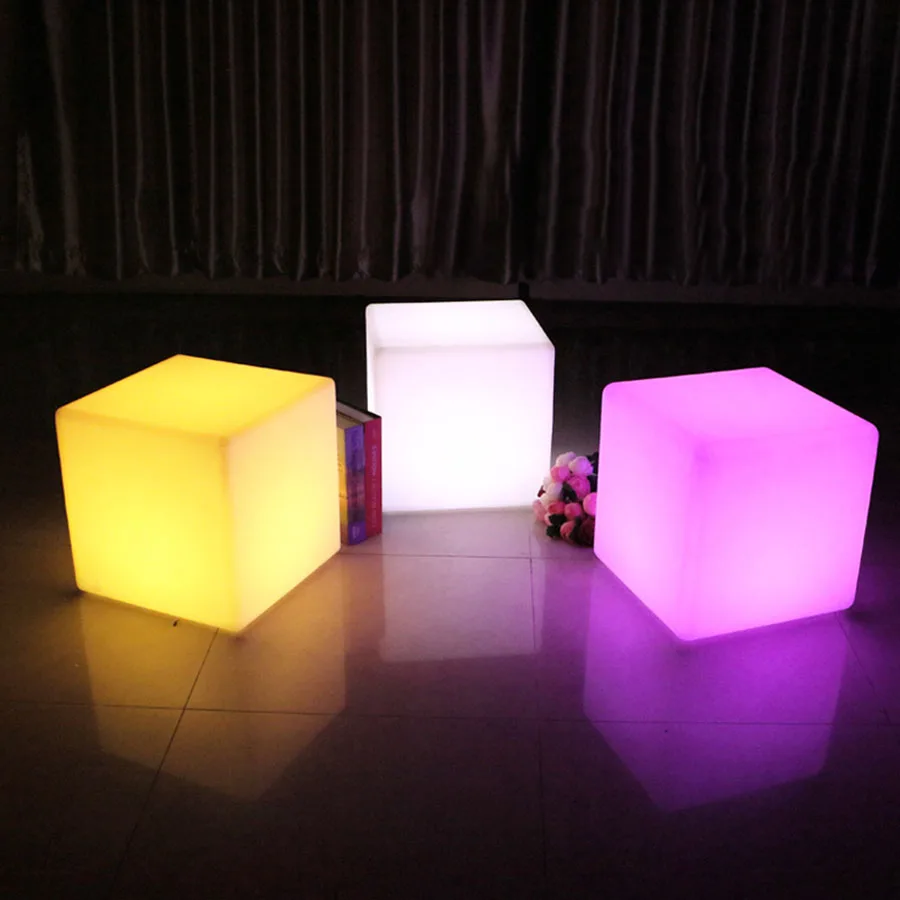 Outdoor LED Illuminated Furniture Bar Light Party Wedding KTV Pub Decoration Luminous Cube Stool Colorful Chair Landscape Lamp