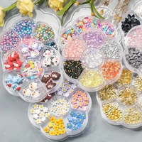 3d flower aurora bear butterfly pearl nail charms mixed set box nail art for professional accessories for diy manicure decorate