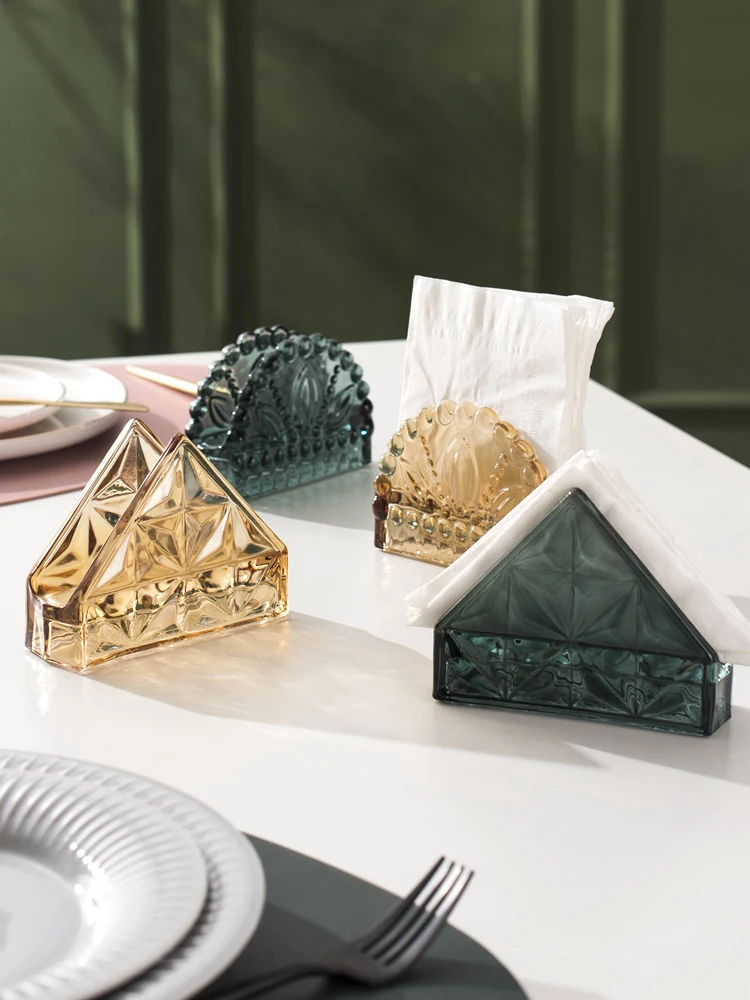 

Nordic Vintage Glass Tissue Holder Desktop Decoration Home Napkin Holder Hotel Cafe Storage Rack Tower Holder Servilletero