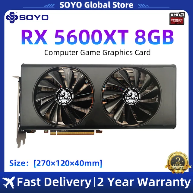 SOYO RX 5600XT 8GB Graphics Card GPU GDDR6 192Bit 8Pin+6Pin 7NM PCIE 4.0x16 Video Card Support Desktop CPU placa de video 1