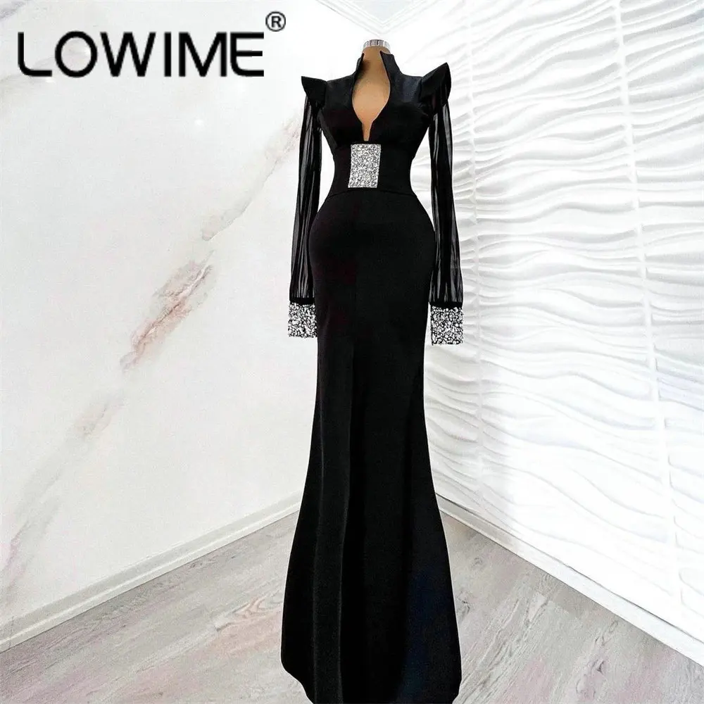 

Arabic Vintage Black Long Cap Sleeves Muslim Evening Dresses Mermaid Glitter Turkey Formal Satin Celebrity Party Gowns