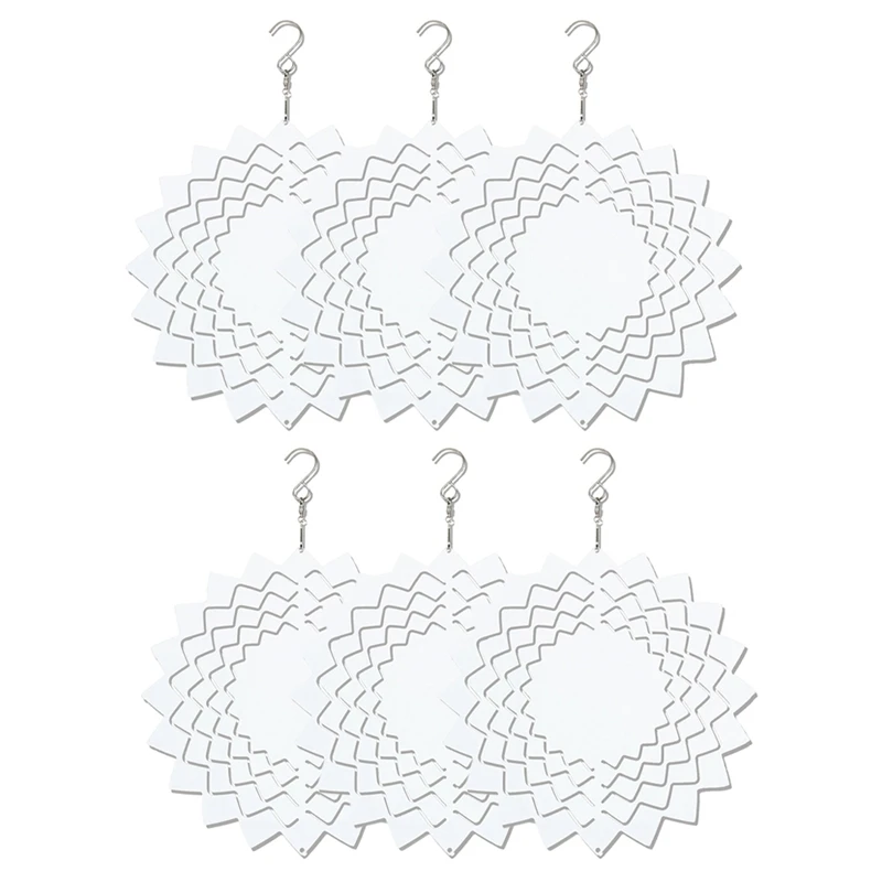 

6Pack 10 Inch Sublimation Wind Spinner Blanks 3D Hanging Wind Spinners Double Sided Wind Powered For Yards & Garden