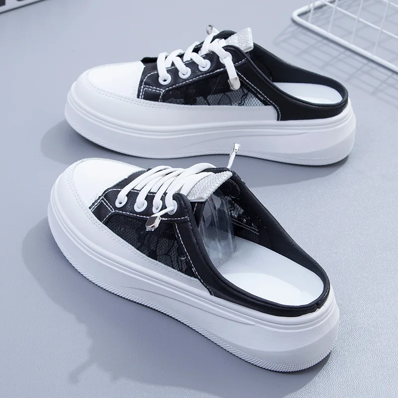 

Half-support small white shoes women's new slippers women's shoes women's mesh breathable women's shoes womens shoes