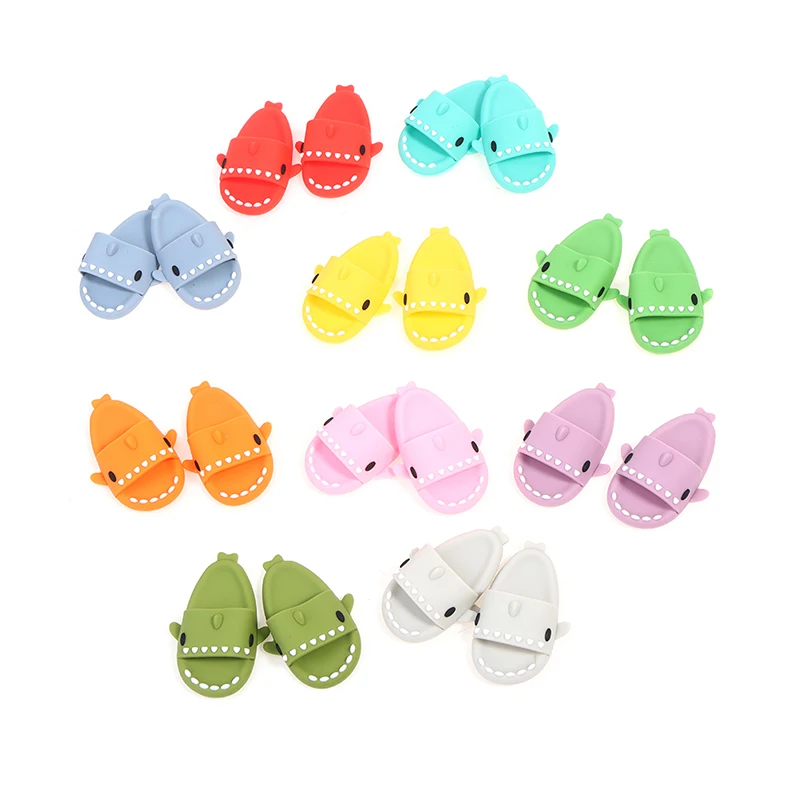 

New 1Pair Kawaii Dollhouse Miniature Dolls Shoes Cute Shark Slippers For 1/6 BJD 30cm Doll Shoes Accessories