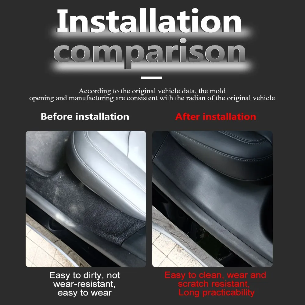 

ABS Rear Door Sill Guards For Tesla Model Y 2020 ~ 2022 Rear Door Inner Sill Protector Plate Cover Bumper Strip Drop Shipping