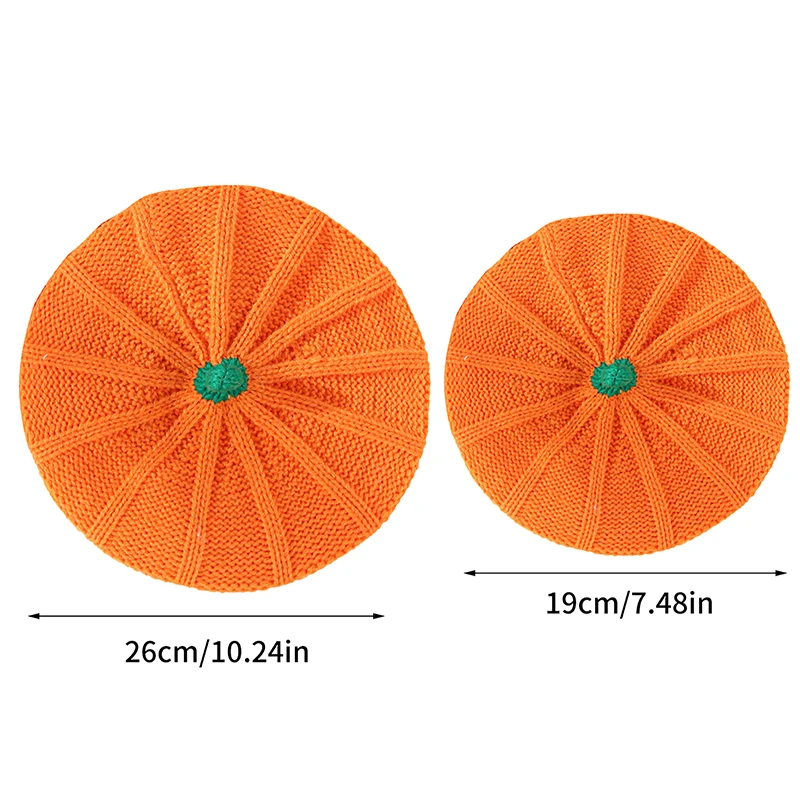 

1PC 19/26cm Halloween Decoration Pumpkin Beret Hat 2023 Autumn And Winter Parent-Child Knitted Hat Warm Belle Knit Hat Halloween