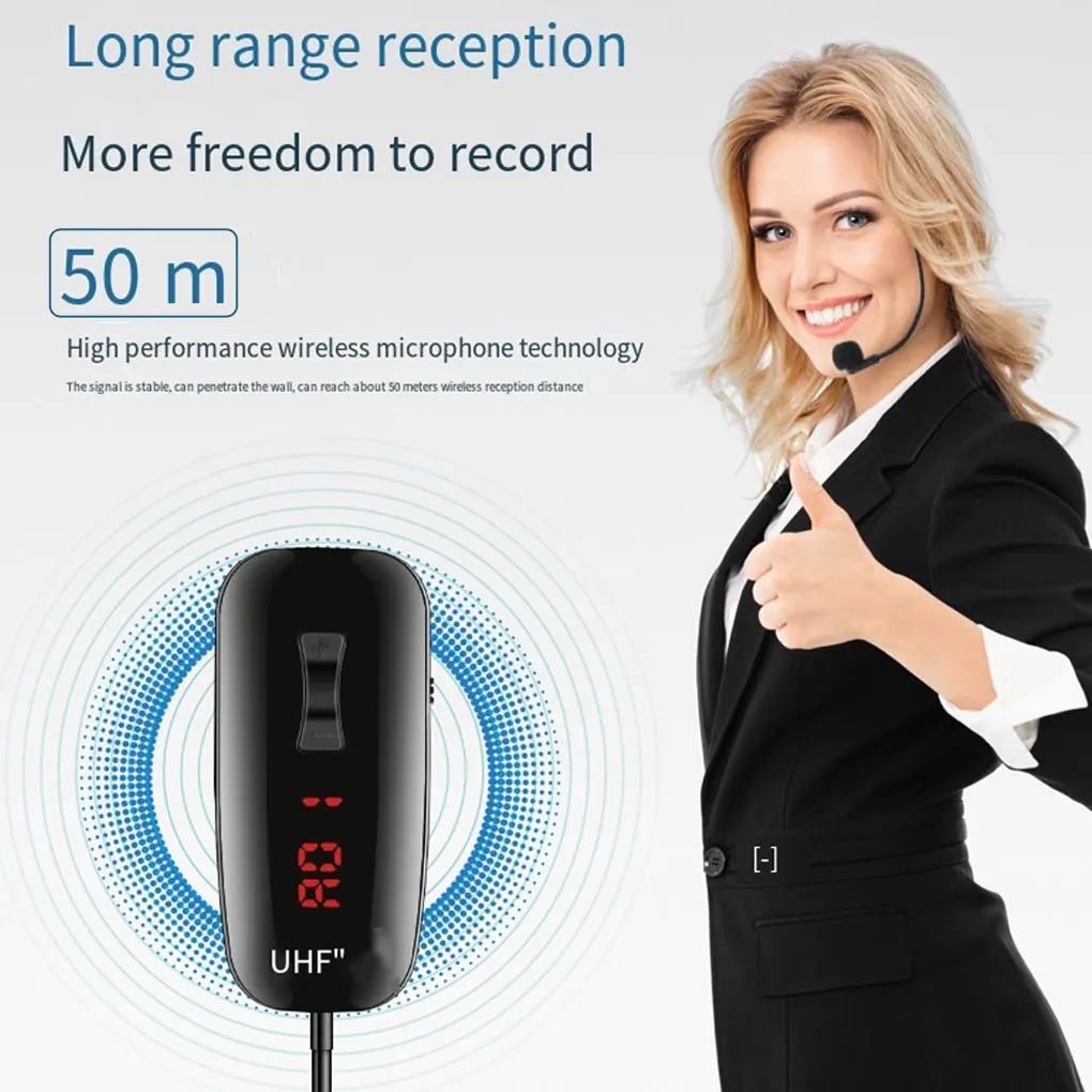 

Беспроводной микрофон UHF наушники Bluetooth-совместимый перезаряжаемый микрофон