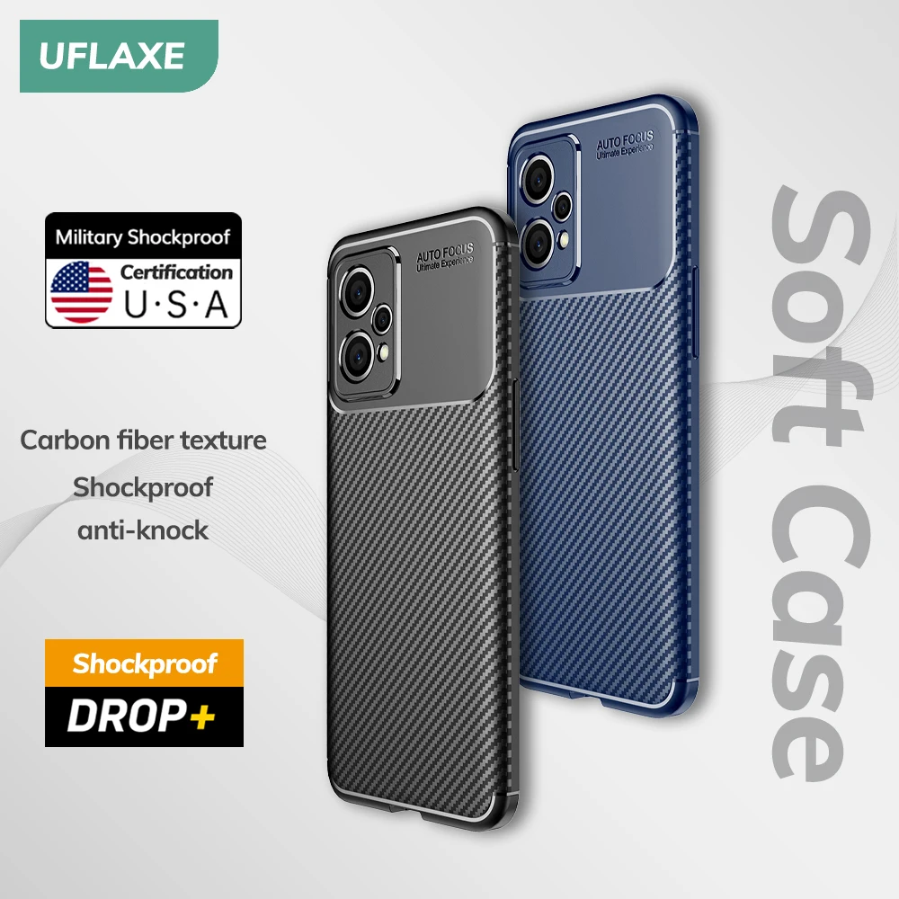 UFLAXE Original Shockproof Soft Silicone Case for Realme 9 Pro Plus 5G Realme 9i Carbon Fiber Back Cover Casing