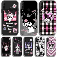 cartoon anime sanrio kuromi phone case for huawei honor 9x 8x 7x pro for honor 10x lite case coque tpu black back soft