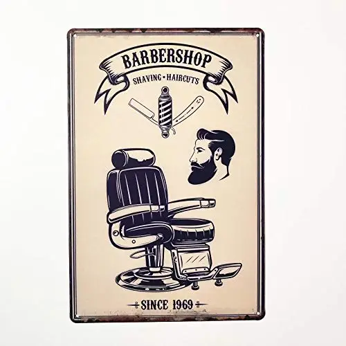 BARBERSHOP Стрижка волос с 1969 года (3) винтажное искусство жестяной знак Ретро