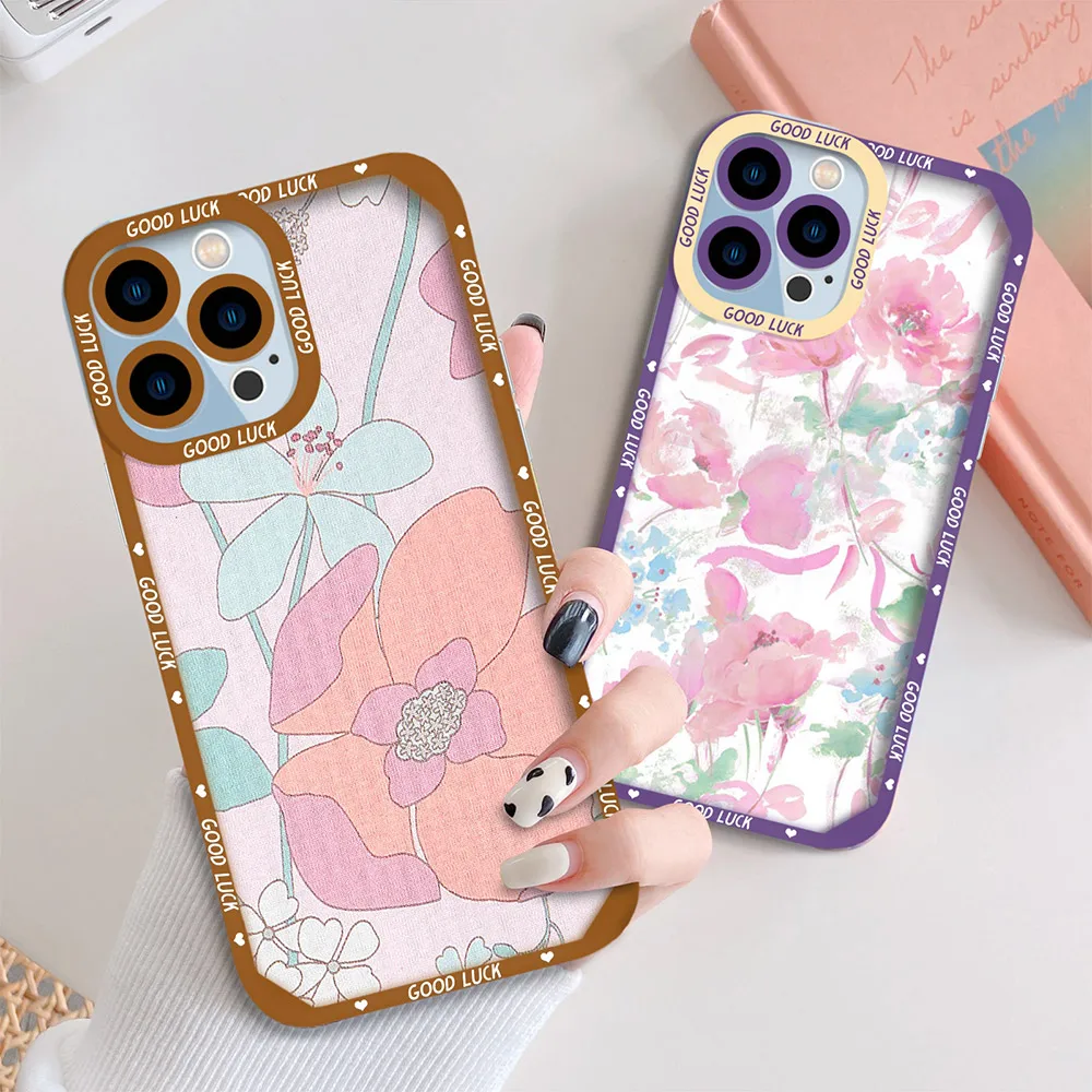 

Flower Floral Clear Phone Case for IPhone 13 Pro Max 12 Mini 11 X XR XS Max 7 8 Plus SE 2 2020 Transparent Soft Shockproof Cover