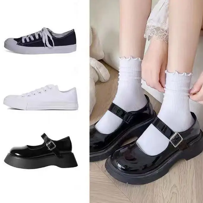 Молочно-белые кружевные белые носки JK женские хлопковые носки-трубы японская