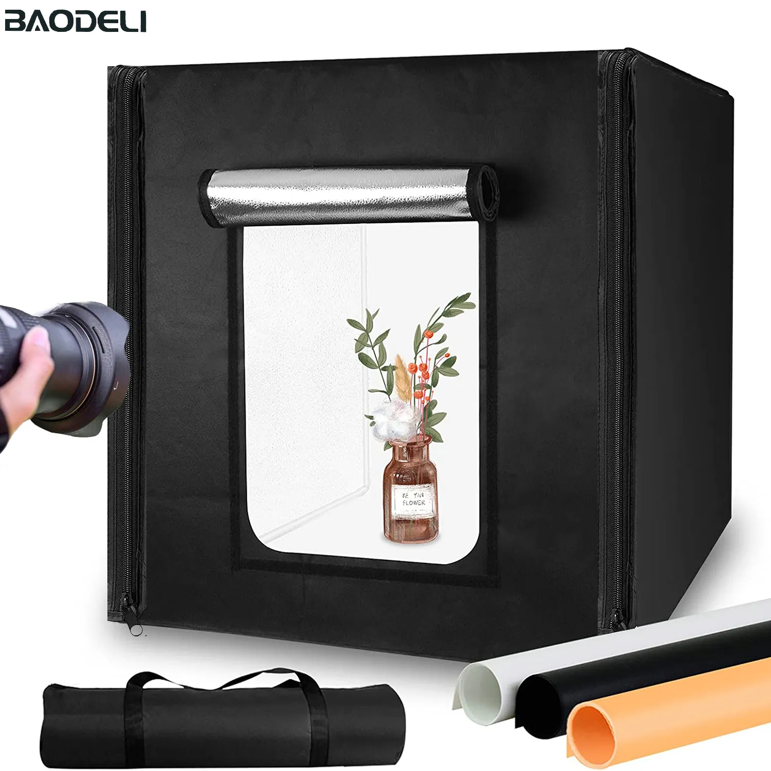 Photo Studio Light Box 16x16in 40x40cm Photography Adjustable Brightness Photo Background Shooting Tents Kit With 132 LED Lights