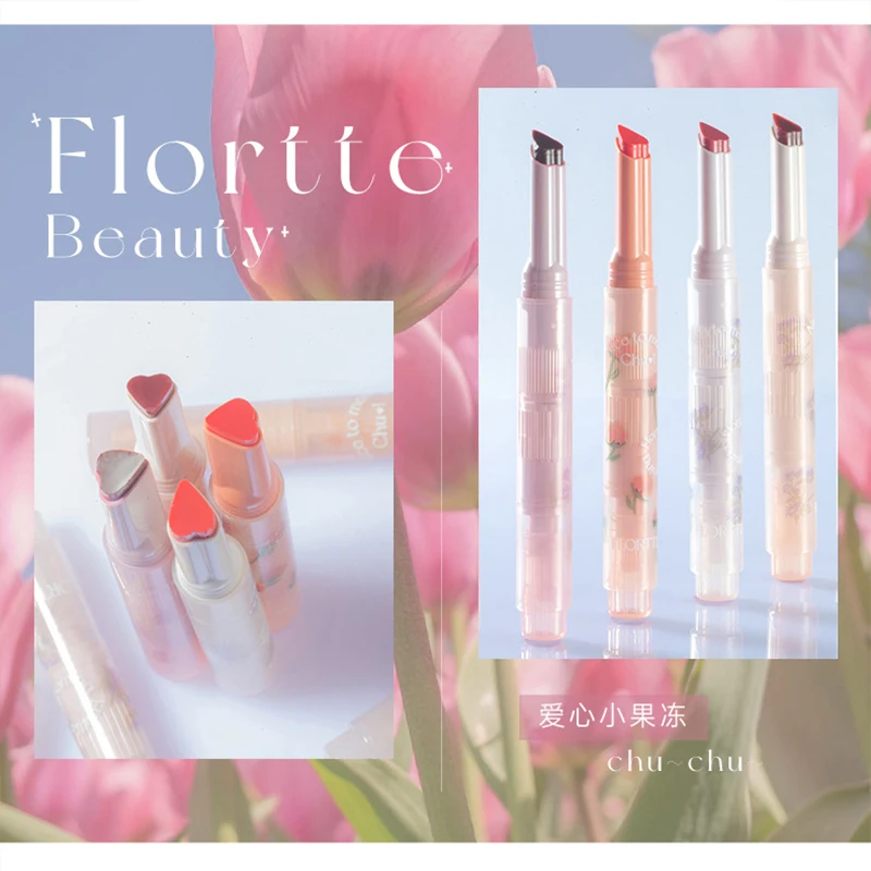 

13 Colour FLORTTE Floria First Kiss Series Love Stick Lipstick Pen Mirror Watershine Lip Glaze Water Moisturizing Love Lipstick