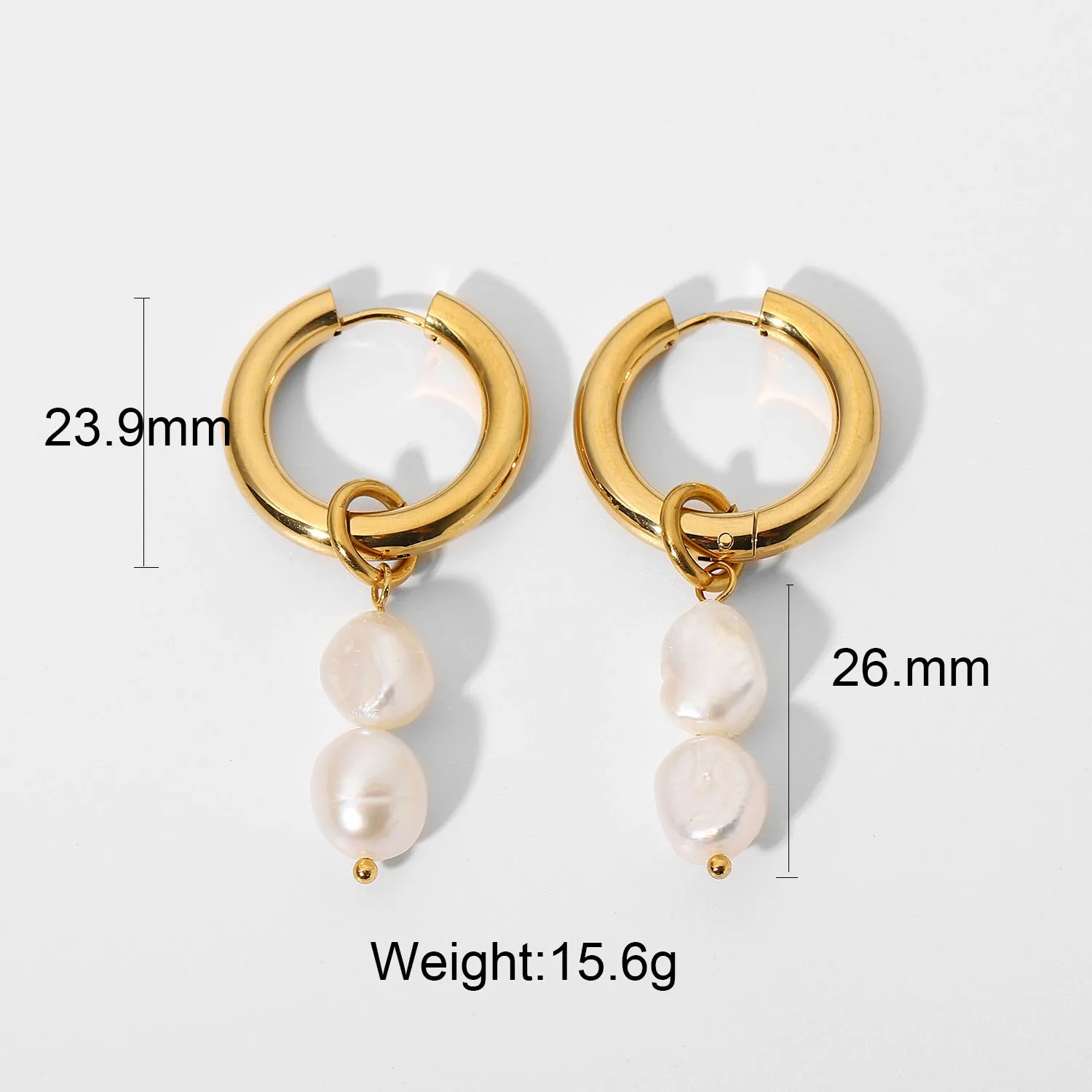 Stainless Steel PVD 18K Gold Plated Tarnish Waterproof Double Pearl Drop Earrings For Woman Jewelry Wholesale 2023 Trendy