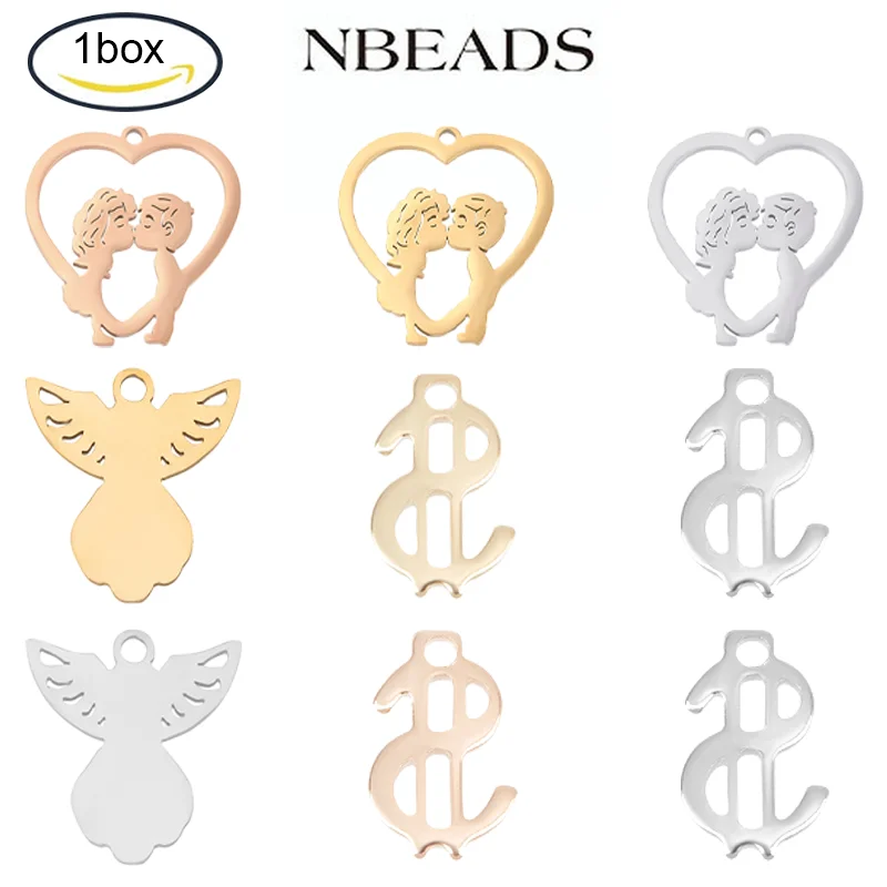 

1BOX Stainless Steel Hollow Charms Mixed Color Charms for Jewelry Making for Jewelry Making DIY Bracelets Necklace Craft