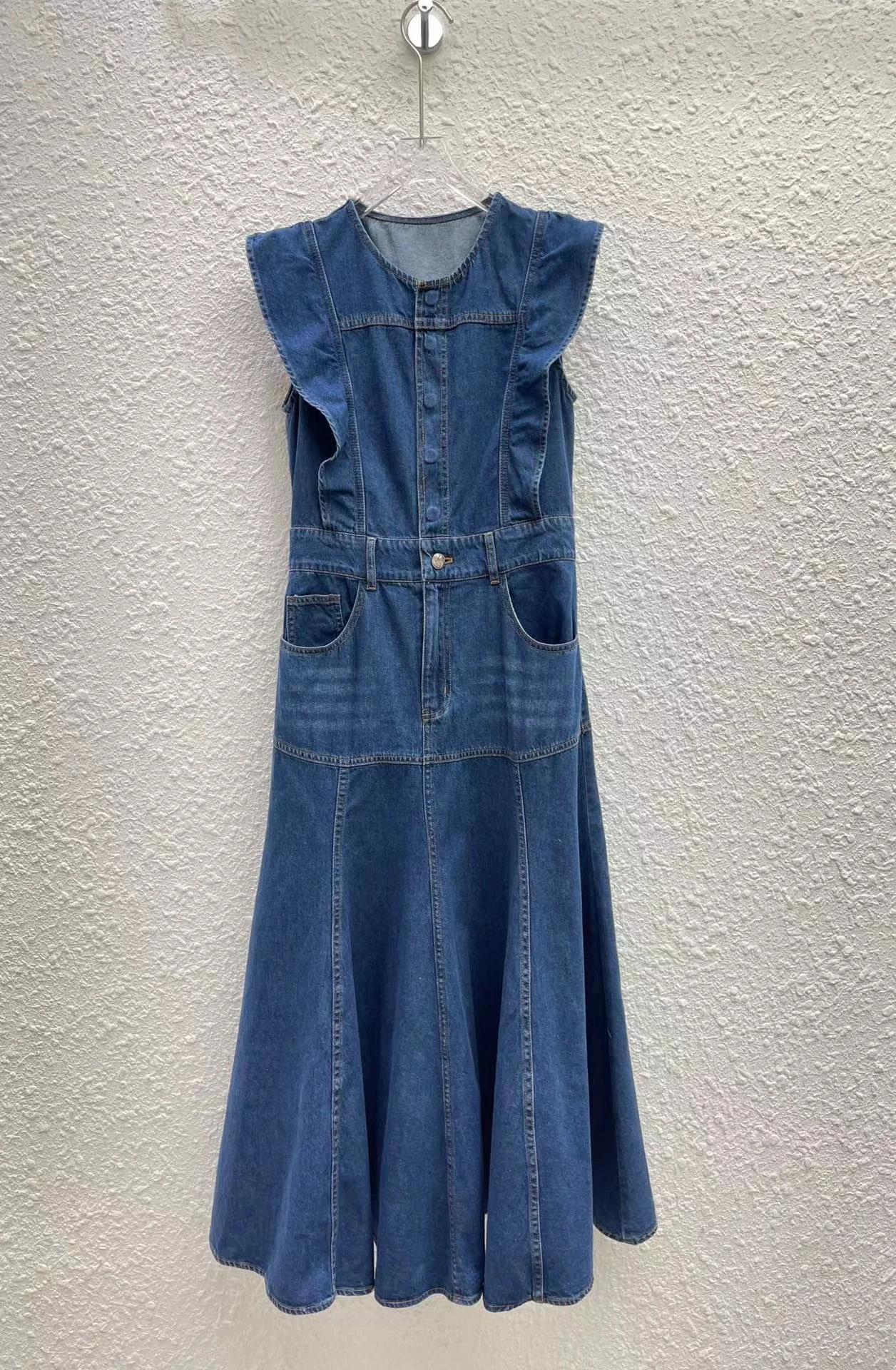 

Женское длинное джинсовое платье, подиумное праздничное облегающее однотонное платье-трапеция высокого качества, лето 2023