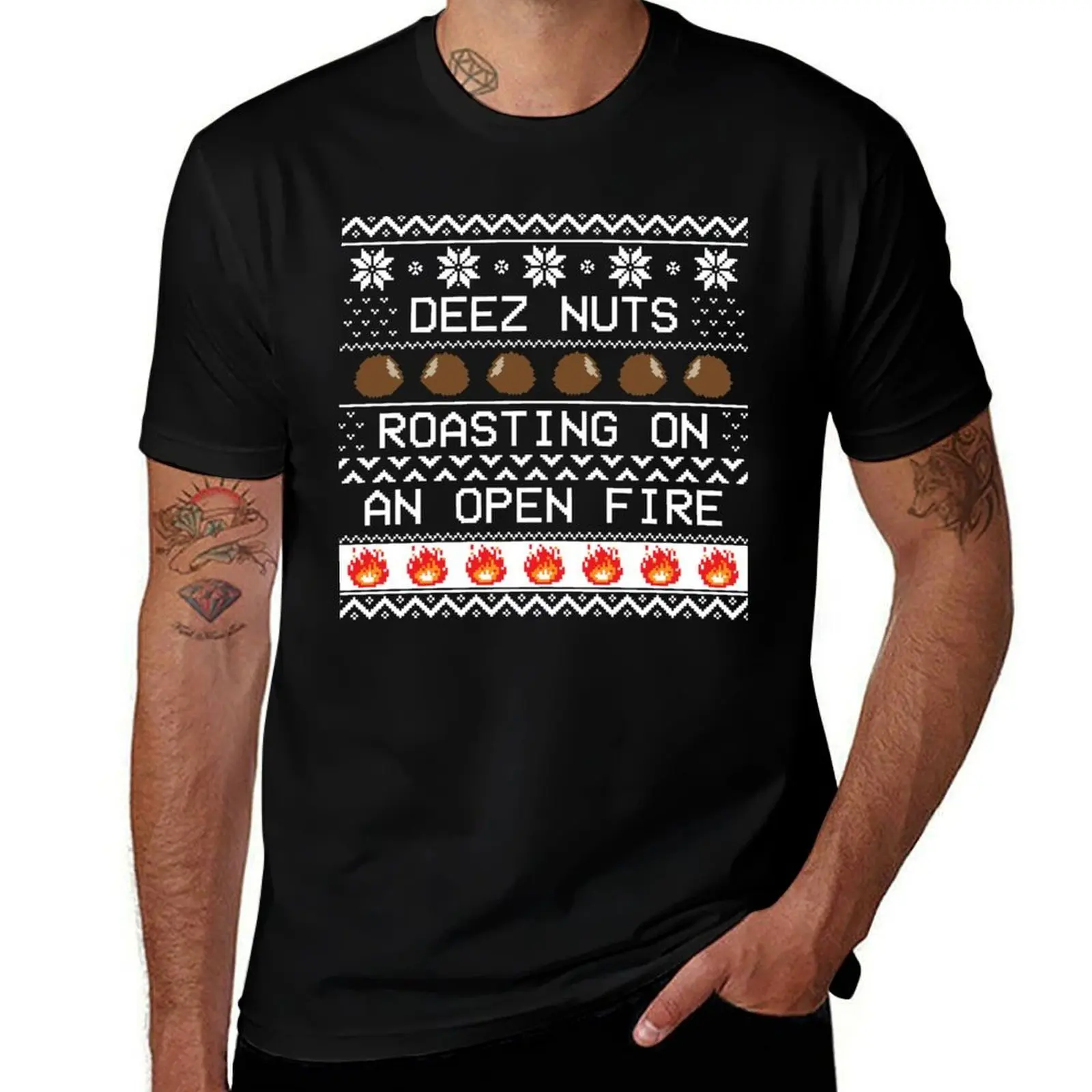 Фото Футболка Roasting Deez Nuts Ugly Sweater, праздничный повседневный топ с короткими рукавами №1