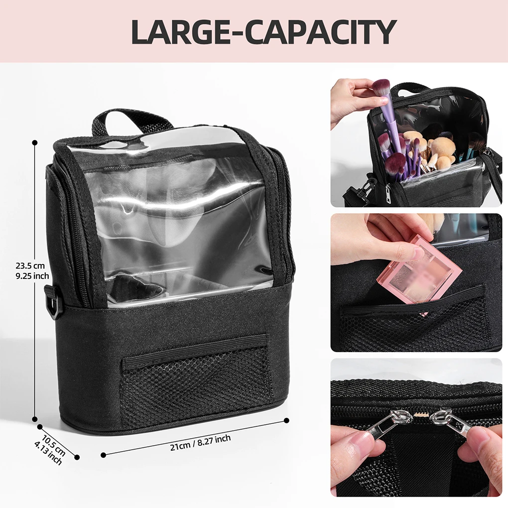 

Detachable makeup bag inner tray one shoulder diagonal portable waist bag storage brush bag multi-functional
