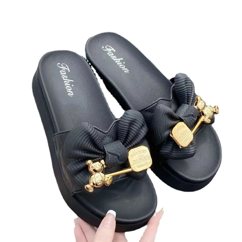 New Fashion Bowknot Women's Slippers Summer Women Slippers Indoor Outdoor Flip Flops Beach Shoe Home Non-slip EVA Slippers
