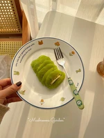 mushrooms gardenkorean style cartoon cute rabbit dessert cake plate girl heart toast pasta fruit salad plate