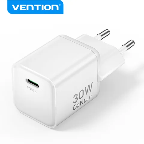 Зарядное устройство Vention 30W GaN для iPhone 17 16 15 14 Pro Max, Samsung, быстрая зарядка PD QC3.0, USB-C, для телефонов и планшетов, Type-C