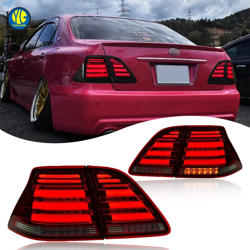 Фото Для Toyota Crown 2003-2009: Автозапчасти, задний фонарь, запасные части, полностью светодиодный (LED) красный и прозрачный стоп-сигнал, светодиодный задний фонарь. №1
