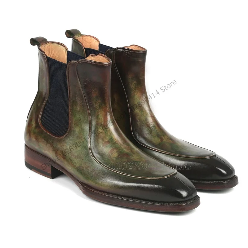 

Мужские ботильоны с квадратным носком, с цветочным принтом