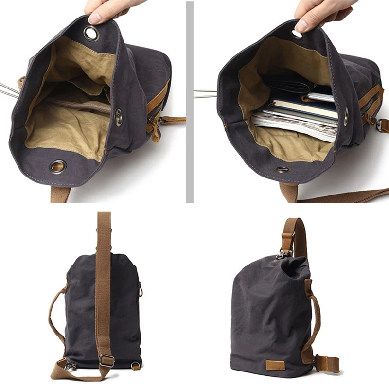 Vintage canvas men chest bag outdoor casual organizer designer multifunctional sports shoulder bag large capacity crossbody bag