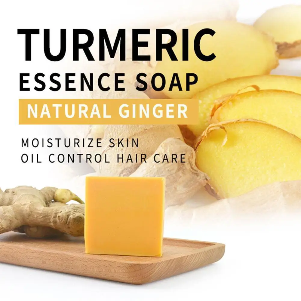 

Turmeric Soap Herbal Natural Scrub Cleaning Nourishing Mite Whitening Treatment Removal Acne Soap Care Skin Face Oil-contro H5y3